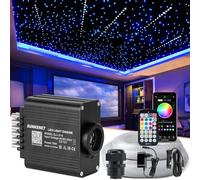 SUNKENET 16W Twinkle&Meteor 2-in-1 RGBW Ciel Etoile Voiture, 200pcs*0.75mm*2m+Shooting Star Light Kit avec Bluetooth/Télécommande, Fibre Optique Lumineuse+Adaptateur+Prise pour Voiture/Maison