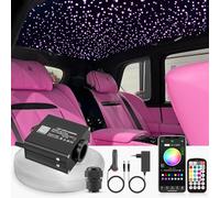 SUNKENET Ciel étoilé scintillant 16 W - 300 pièces (0,75 + 1,0 + 1,5 mm) x 3 m - Ciel étoilé - Fibre optique RGBW - Application Bluetooth - Télécommande - Lumière LED pour voiture, plafond, théâtre