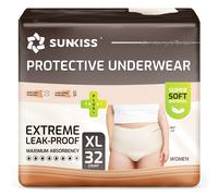 SUNKISS Couches Adulte Femme - Culottes Jetables Incontinence - Slips Absorbants Post-Partum et Maternité - Protection Urinaire Maximale - Beige - Taille XL - 32 Unités