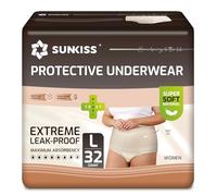 SUNKISS Couches Adulte Femme - Culottes Jetables Incontinence - Slips Absorbants Post-Partum et Maternité - Protection Urinaire Maximale - Beige - Taille L - 32 Unités
