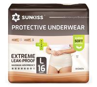SUNKISS Couches Adulte Femme - Culottes Jetables Incontinence - Slips Absorbants Post-Partum et Maternité - Protection Urinaire Maximale - Beige - Taille L - 16 Unités