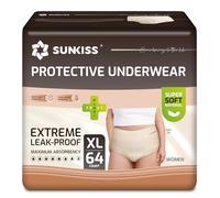SUNKISS Couches Adulte Femme - Culottes Jetables Incontinence - Slips Absorbants Post-Partum et Maternité - Protection Urinaire Maximale - Beige - Taille XL - 64 Unités