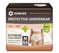 SUNKISS Couches Adulte Femme - Culottes Jetables Incontinence - Slips Absorbants Post-Partum et Maternité - Protection Urinaire Maximale - Beige - Taille M - 64 Unités