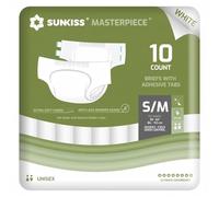 SUNKISS MASTERPIECE Couches Adultes avec Absorption Ultime, Culottes d’incontinence Jetables Unisexes pour Femmes et Hommes, Protection Pendant la Nuit, Blanc, Taille S/M, 10 Unités