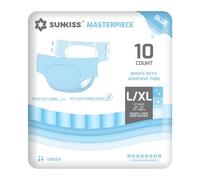 SUNKISS MASTERPIECE Couches Adultes avec Absorption Ultime, Culottes d’incontinence Jetables Unisexes pour Femmes et Hommes, Protection Pendant la Nuit, Bleu, Taille L/XL, 10 Unités