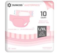 SUNKISS MASTERPIECE Couches Adultes avec Absorption Ultime, Culottes d’incontinence Jetables Unisexes pour Femmes et Hommes, Protection Pendant la Nuit, Rose, Taille L/XL, 10 Unités