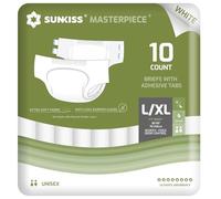 SUNKISS MASTERPIECE Couches Adultes avec Absorption Ultime, Culottes d’incontinence Jetables Unisexes pour Femmes et Hommes, Protection Pendant la Nuit, Blanc, Taille L/XL, 10 Unités