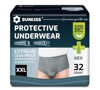 SUNKISS Sous-vêtements Incontinence Homme Slips Jetables Jour pour Adultes Culottes de Protection Masculines à Absorption Maxime Taille XXL Gris 32 Unités