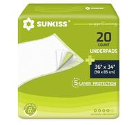 SUNKISS TrustPlus Alèses Jetables 90cm x 85cm pour Incontinence, Protège-Matelas Super Absorbants et Imperméables, Protège-Meubles, Tapis Absorbants pour Adultes, Personnes Âgées et Animaux, 20 Unités
