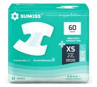 SUNKISS TrustPlus Couches Adultes pour Homme et Femme, Couches Absorbantes pour la Nuit, Culottes Jetables pour Incontinence Urinaire, Contrôle des Odeurs, Unisexe, Taille XS, 60 Unités