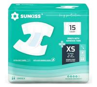 SUNKISS TrustPlus Couches Adultes pour Homme et Femme, Couches Absorbantes pour la Nuit, Culottes Jetables pour Incontinence Urinaire, Contrôle des Odeurs, Unisexe, Taille XS, 15 Unités