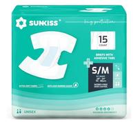 SUNKISS TrustPlus Couches Adultes pour Homme et Femme, Couches Absorbantes pour la Nuit, Culottes Jetables pour Incontinence Urinaire, Contrôle des Odeurs, Unisexe, Taille S/M, 15 Unités