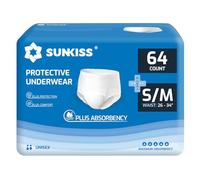 SUNKISS TrustPlus Culottes Adultes pour Incontinence, Culotte Absorbante Adulte, Jetables pour Homme et Femme, Pull Up Diaper Pants, Contrôle des Odeurs, Anti-fuites, Unisexe, S/M, 64 Unités