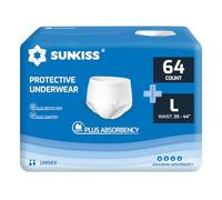 SUNKISS TrustPlus Culottes Adultes pour Incontinence, Culotte Absorbante Adulte, Jetables pour Homme et Femme, Pull Up Diaper Pants, Contrôle des Odeurs, Anti-fuites, Unisexe, L, 64 Unités