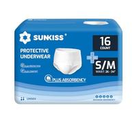 SUNKISS TrustPlus Culottes Adultes pour lncontinence, Culotte Absorbante pour Homme et Femme, Contrôle des Odeurs, Unisexe, Taille S/M, 16 Unités