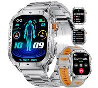 SUNKTA EF17 Montre Connectée Homme avec LED Lampe, 2.13'' Amoled Display Smartwatch, Appel Bluetooth/Podometre/Sommeil/100+ Sportifs Cardio/IP68 Montre Homme Etanche pour Android iOS, 2 Bracelets