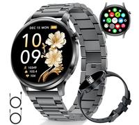 SUNKTA Montre Connectée Femme 7,9mm Ultrafin 1,32" AMOLED Appel Bluetooth Noir Acier Elegant Smartwatch pour Android iOS,Fréquence Cardiaque,Moniteur de Sommeil,Podomètre,Calories,100+ Mode Sport