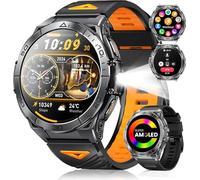 SUNKTA Montre Connectée Homme avec 600mAh Batterie 1,6" AMOLED Écran/LED Lampe/Appels, 5ATM Étanche 110+ Sportifs Fréquence Cardiaque Sommeil Moniteur Smartwatch pour Android iOS