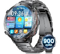 SUNKTA Montre connectée Homme, Bracelet connecté avec 900 mAh Grande Batterie 1,73" AMOLED pour iOS Android, Bluetooth appels, fréquence Cardiaque/Moniteur de Sommeil/Boussole, 100+ Modes Sport, Noir
