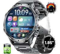 Sunkta Montre Connectée Homme Militaire Avec 800mah Batterie, Lampe De Poche, 1,85"" Grande Écran, 107 Modes Sportifs, Étanche Ip68 Fréquence Cardiaque/Spo2/Sommeil Smartwatch Pour Android Ios