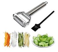Sunkuka Julienne Éplucheur Cutter trancheuse en acier inoxydable avec brosse de nettoyage Pro pour Carotte de pommes de terre Melon Gadget Légumes Fruits
