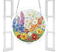 Sunlight Catcher Window Decor - Acrylic Hanging Ornament for Bedroom Balcony | Flat Round Prism Pendant with Metal Chain, Colorful Light Reflection Porch Garden Entryway Decoration