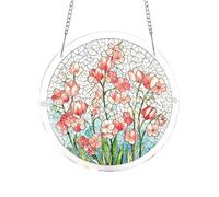 Sunlight Catcher Window Decor - Acrylic Hanging Ornament for Bedroom Balcony | Flat Round Prism Pendant with Metal Chain, Colorful Light Reflection Porch Garden Entryway Decoration