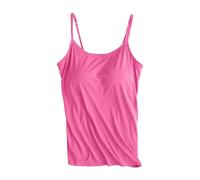 Sunlighty Débardeur ample avec soutien-gorge intégré, caraco d'été 2024, débardeur à bretelles spaghetti pour femmes, rose rouge, XXXL