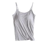 Sunlighty Débardeur ample avec soutien-gorge intégré, caraco d'été 2024, débardeur à bretelles spaghetti pour femmes, gris, XXXL