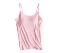 Sunlighty Débardeur ample avec soutien-gorge intégré, caraco d'été 2024, débardeur à bretelles spaghetti pour femmes, rose, S