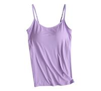 Sunlighty Débardeur ample avec soutien-gorge intégré, caraco d'été 2024, débardeur à bretelles spaghetti pour femmes, violet, XXXL