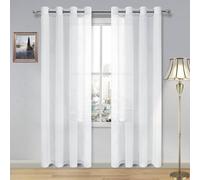 SUNLIMEI Rideau Voilage 220 x 180 cm Demi Transparent, Polyester, Plusieurs Tailles Voilage Fenetre Chambre Décoration de Fenetre pour Fenêtre Porte Cuisine Chambre Enfant, Blanc