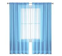 SUNLIMEI Rideau Voilage 240 x 240 cm Demi Transparent, Polyester, Plusieurs Tailles Transparent Rideaux Salon Décoration de Maison pour Fenetre Chambre Adulte Salon, Bleu