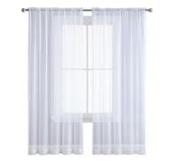 SUNLIMEI Rideau Voilage 240 x 240 cm Demi Transparent, Polyester, Plusieurs Tailles Transparent Rideaux Salon Décoration de Maison pour Fenetre Chambre Adulte Salon, Blanc