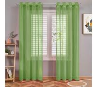 SUNLIMEI Rideau Voilage 60 x 100 cm Demi Transparent, Polyester, Plusieurs Tailles Voile et Draperies Décoration de Fenetre pour Fenêtre Porte Cuisine Chambre Enfant, Vert