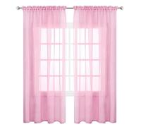 SUNLIMEI Rideau Voilage 60 x 200 cm Demi Transparent, Polyester, Plusieurs Tailles Transparent Rideaux Salon Décoration de Maison pour Fenetre Chambre Adulte Salon, Rose