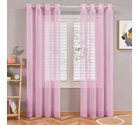 SUNLIMEI Rideau Voilage 70 x 200 cm Demi Transparent, Polyester, Plusieurs Tailles Voile et Draperies Décoration de Fenetre pour Fenêtre Porte Cuisine Chambre Enfant, Rose