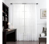 SUNLIMEI Rideaux Voilages 210 x 50 cm Demi Transparent, Polyester, Plusieurs Tailles Voilage Fenetre Chambre Décoration de Fenetre pour Salon, Chambre à Coucher et Cuisine, Blanc