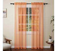 SUNLIMEI Rideaux Voilages Salon 140 x 200 cm Anti UV Decoration Translucide, avec Manchon de Tige Rideau à Oeillets Décoration de Fenetre pour Fenetre Chambre Adulte Salon, Orange