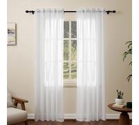 SUNLIMEI Rideaux Voilages Salon 200 x 120 cm Anti UV Decoration Translucide, avec Manchon de Tige Rideau à Oeillets Décoration de Fenetre pour Fenetre Chambre Adulte Salon, Blanc