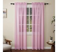 SUNLIMEI Rideaux Voilages Salon 200 x 270 cm Anti UV Decoration Translucide, avec Manchon de Tige Rideau à Oeillets Décoration de Fenetre pour Fenetre Chambre Adulte Salon, Rose