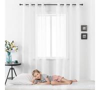 SUNLIMEI Rideaux Voilages Salon 220 x 180 cm Anti UV Decoration Translucide, avec Oeillets Transparent Rideaux Salon Décoration de Maison pour Fenetre Chambre Adulte, Blanc