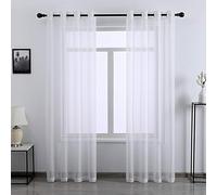 SUNLIMEI Rideaux Voilages Salon 220 x 180 cm Bloquer Soleil Anti-UV, Doux et Esthétiques Rideau de Fenêtre à Œillets Décoration de Fenetre pour Fenetre Chambre Adulte Salon, Blanc