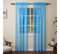 SUNLIMEI Rideaux Voilages Salon 90 x 230 cm Anti UV Decoration Translucide, avec Manchon de Tige Rideau à Oeillets Décoration de Fenetre pour Fenetre Chambre Adulte Salon, Bleu Ciel