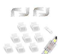 SUNLINA Connecteurs LED, 4 connecteurs d'angle en forme de L à 3 broches, 8 connecteurs de bande à bande pour bande lumineuse LED de 8 mm étanche ou non étanche ws2812 ws2811