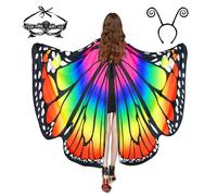 Sunlisky Déguisement de Papillon pour Femme Cape Ailes de Papillon avec Masque et Bandeau Déguisement Papillon Adul pour Halloween,Carnaval,Cosplay,Représentation Théâtrale, Scène 168 * 135CM