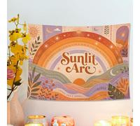 Sunlit Arc Orange Violet Tapisserie murale inspirée de la nature, esthétique bohème pour salon, chambre à coucher, décoration de dortoir, 122 x 91 cm