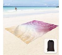 Sunlit Couverture de Plage Douce et Soyeuse de 215,9 x 182,9 cm, Tapis Anti-Sable avec Poches d'angle et Sac en Maille pour fête de Plage, Voyages, Camping et Festival de Musique en Plein air, Motif
