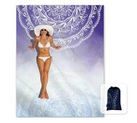 Sunlit Couverture de Plage Douce et Soyeuse de 269,2 x 205,7 cm, Tapis Anti-Sable avec Poches d'angle et Sac en Maille pour fête de Plage, Voyages, Camping et Festival de Musique en Plein air, Motif