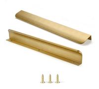 Sunlithor Lot de 10 poignées plates cachées en laiton brossé pour armoire, cuisine, tiroir, porte de commode, poignées longues pour meubles, centre des trous de 25,4 cm, installation facile